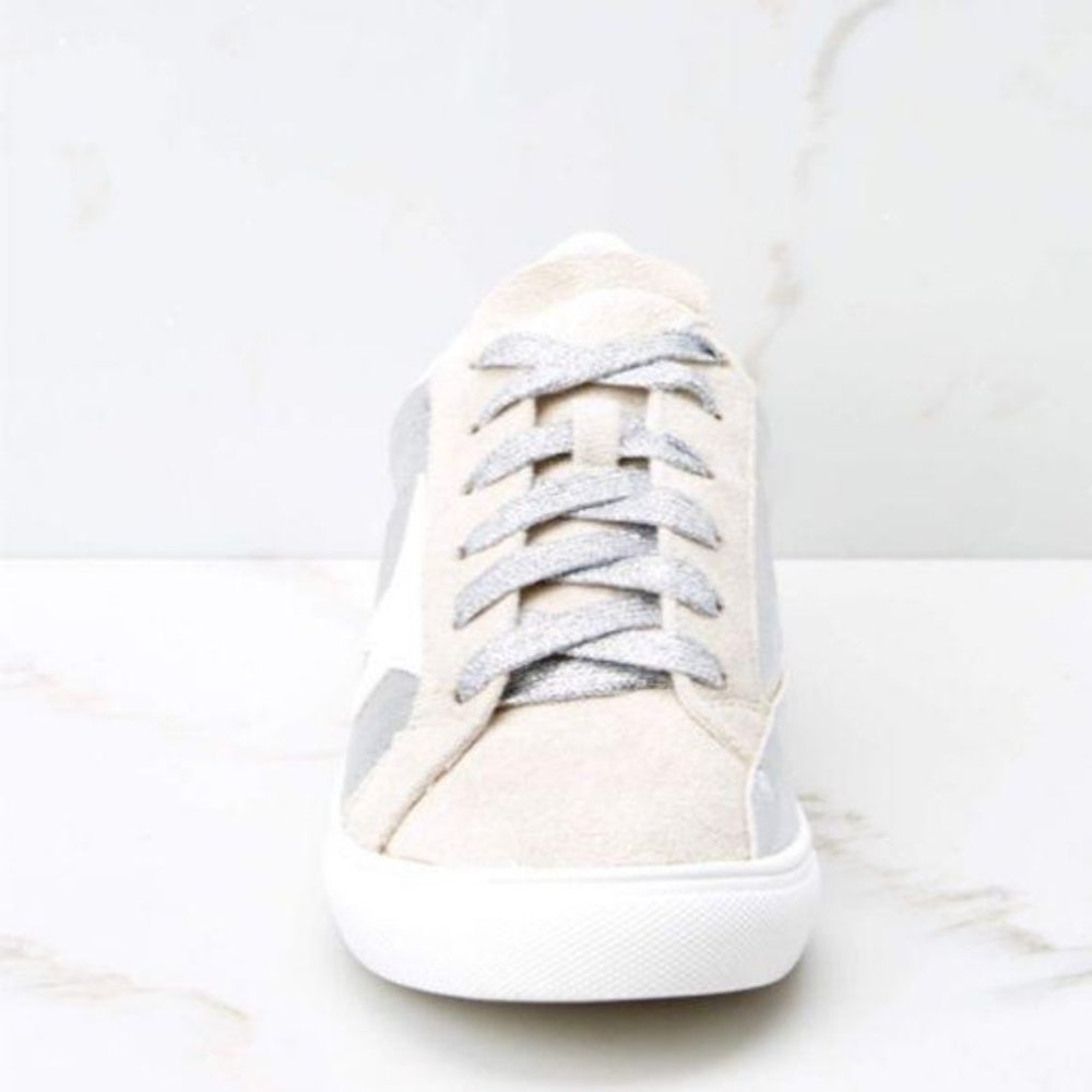 Metallic Silver Low Top Star Sneakers - Picture 14 of 15